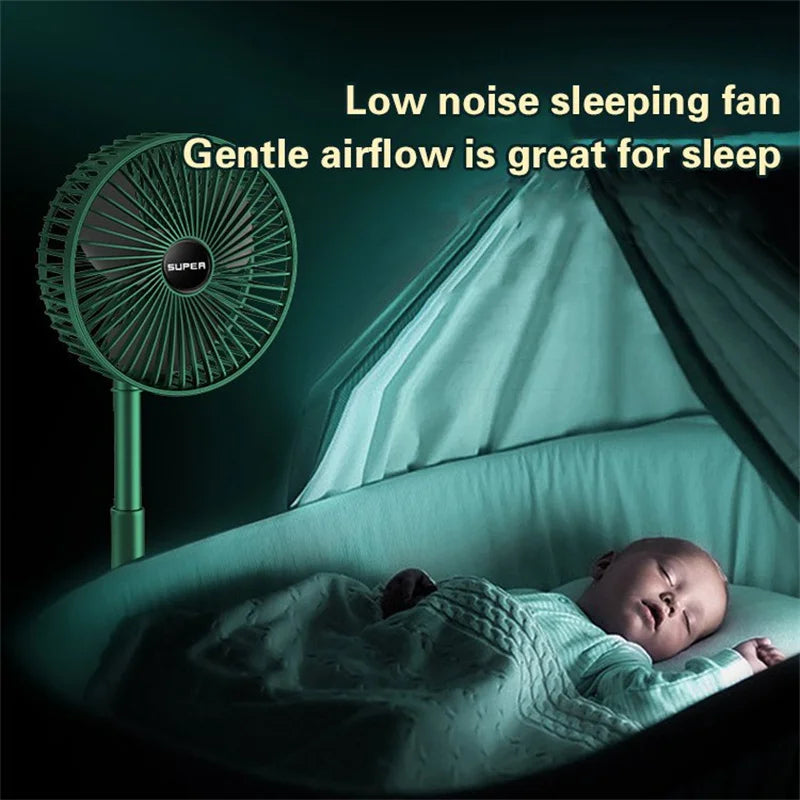 Rechargeable Folding Table Fan – Portable Telescopic Air Cooler