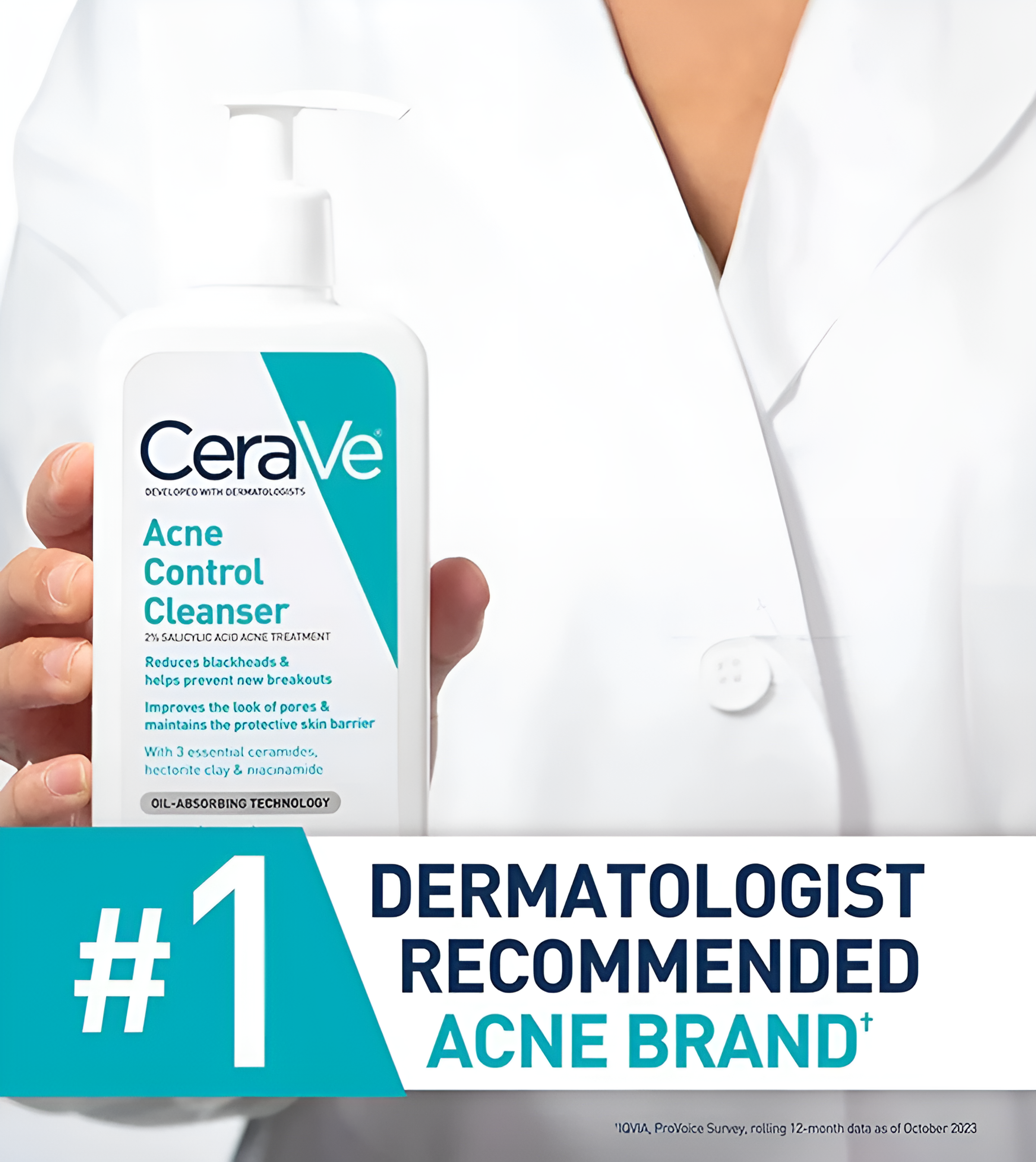 CeraVe Acne Control Cleanser – 2% Salicylic Acid Acne Face Wash